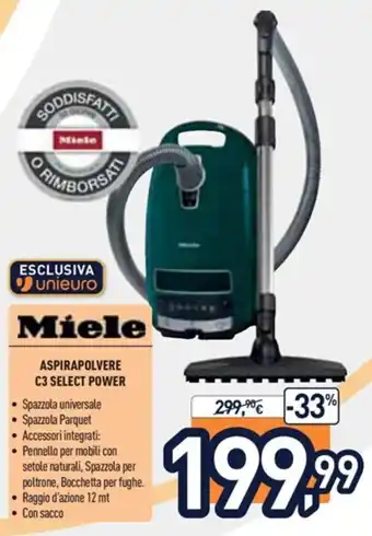 Unieuro Miele Aspirapolvere C3 Select Power offerta