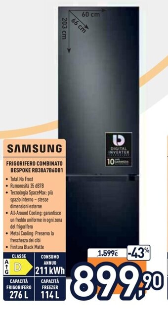 Samsung Frigorifero Combinato Bespoke RB38A7B6DB1