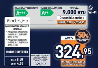 Unieuro Electroline Condizionatore Monosplit M092HKA3 offerta