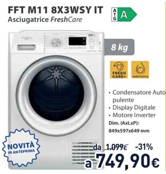 Unieuro Whirlpool FFT M11 8X3WSY IT offerta