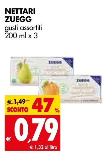 Tigros Nettari Zuegg gusti assortiti 200 ml x 3 offerta