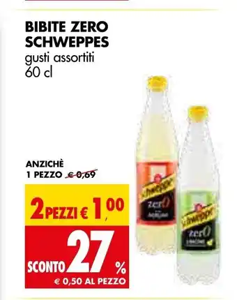 Tigros Schweppes Bibite Zero gustí assortiti 60 cl 2 pezzi offerta