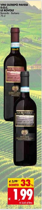 Tigros Le Rovole Vini Oltrepò Pavese D.O.C. Bonarda - Barbera 75 cl offerta