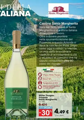Carrefour Market Santa Margherita Muller Thurgau Frizzante offerta
