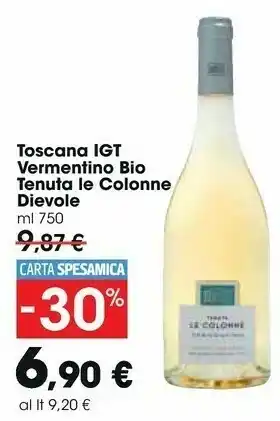 Carrefour Market Dievole Toscana Igt Vermentino Bio Tenuta Le Colonne offerta