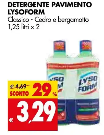 Tigros Lysoform Detergente Pavimento Classico - Cedro e bergamotto 1,25 litri x 2 offerta