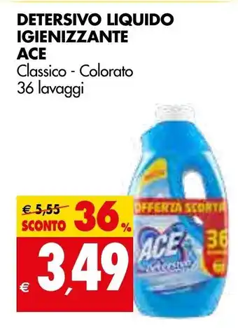 Tigros Ace Detersivo Liquido Igienizzante Classico - Colorado 36 lavaggi offerta