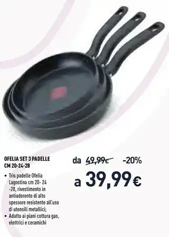 Unieuro Lagostina Set 3 Padelle Ofelia Ø 20/24/28 Cm In Alluminio Antiaderente offerta