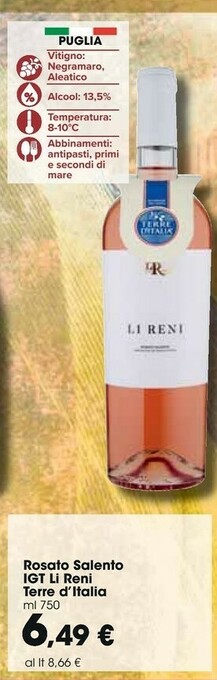Carrefour Market Terre D'Italia Rosato Salento Igt Li Reni offerta
