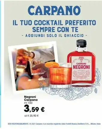 Carrefour Carpano Negroni Ml 100 offerta