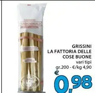Mercatò La Fattoria Grissini Delle Cose Buone Vari Tipi Gr200 offerta