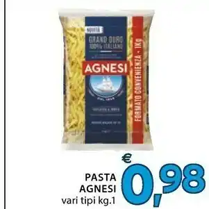 Mercatò Agnesi Pasta Vari Tipi Kg1 offerta