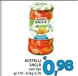 Mercatò Saclà Sacla Aceteili Acetelli Vari Tipi Gr170 offerta