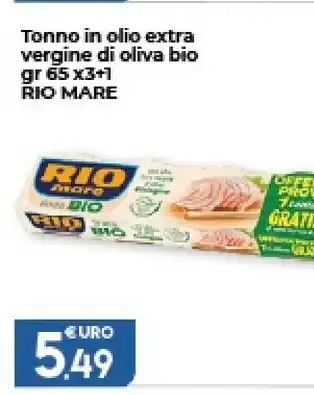 Colonial Sud Rio Mare Tonno in olio extra vergine di oliva bio gr 65x3+1 offerta