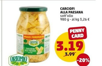 PENNY Ortomio Carciofi Alla Paesana offerta