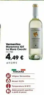 Carrefour Market Cecchi Vermontino Maremma IGT La Mora offerta