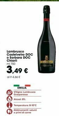Carrefour Market Chiarli Lambrusco Grasparossa Di Castelvetro 750 G(ml) offerta