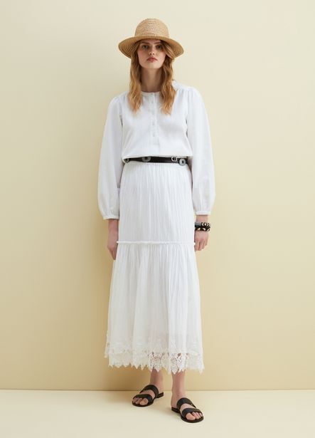 OVS Donna Abbigliamento Gonne Gonne lunghe PIOMBO Gonna lunga con applicazione macramè 