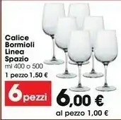Carrefour Market Bormioli Calice Linea Spazio offerta