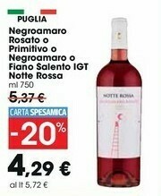 Carrefour Market Notte rossa Negroamaro Di Terra D'Otranto DOP 750 G(ml) offerta