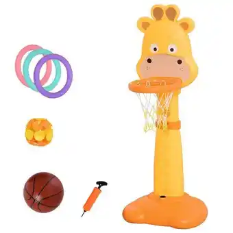 Canestro da basket forma di giraffa altezza regolabile per 3-9 anni con palla