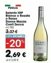 Carrefour Market Conti zecca Salento IGP Puglia Bianco/ Rosato/ Rosso Donna Marzia offerta