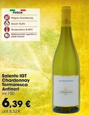 Carrefour Market Antinori Salento IGT Chardonnay Tormaresca offerta