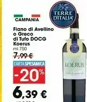 Carrefour Market Koerus Fiano Di Avellino/ Greco Di Tufo DOCG offerta