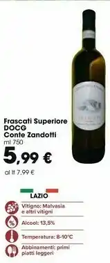 Carrefour Market Conte Zandotti Frascati Superiore DOCG offerta
