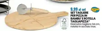 Eurospin Set Tagliere Per Pizza In Bambu E Rotella Tagliapizza offerta