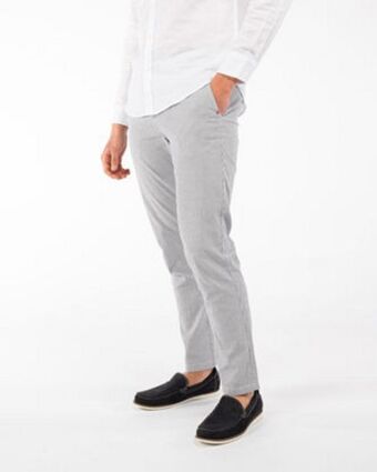 Yellow dog - pantalone uomo bianco righe blu goffrato