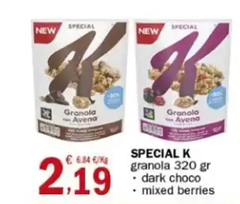 Crai Kellogg's Special K Granola 320 gr dark choco / mixed berries offerta