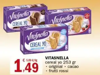 Crai VitaSnella cereal yo 253 gr original/cacao/frutti rossi offerta