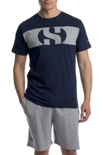 Kisenè Superga pigiama uomo in puro cotone maniche corte - navy offerta