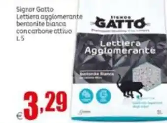 Signor gatto Lettiera agglomerante bentonite bianca con carbone attiuo 5 L