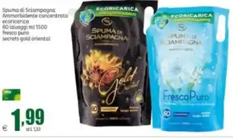 Elite Spuma di Sciampagna Ammorbidente concentrato ecoricarica 60 lavaggi 1500 ml fresco puro secrets gold oriental offerta