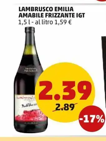 PENNY Lambrusco emilia amabile frizzante igp offerta