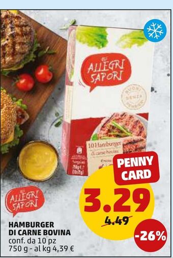 PENNY Hamburger di carne bovina offerta