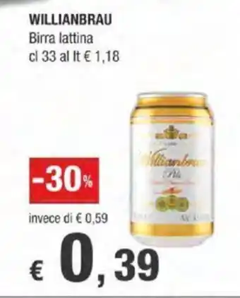Crai Willianbrau Birra lattina 33 cl offerta