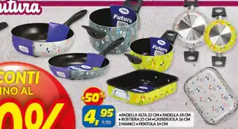Risparmio Casa Padella Alta 22 cm / Padela 24 cm / Rostiera 25 cm / Casseruola 16 cm 2 manici / Pentola 14 cm offerta