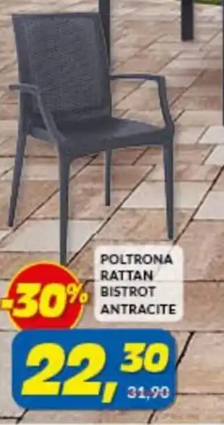 Risparmio Casa Poltrona Rattan Bistrot Antracite offerta