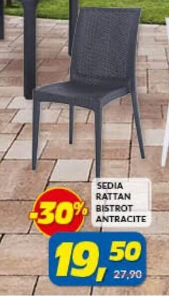Risparmio Casa Sedia Rattan Bistrot Antracite offerta