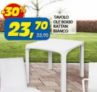 Risparmio Casa Tavolo Ole'80x80 Rattan Bianco offerta