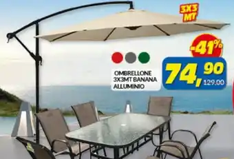 Risparmio Casa Ombrellone 3x3 mt banana alluminio offerta