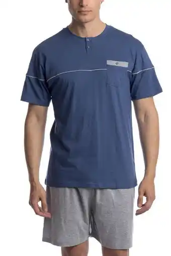 Kiwear pigiama uomo in puro cotone maniche corte - blu
