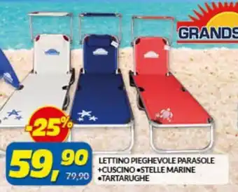 Risparmio Casa Lettino Pieghevole Parasole +Cuscino/Stelle Marine/Tartarughe offerta