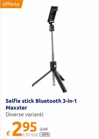 Action Selfie stick Bluetooth 3-in-1 Maxxter offerta