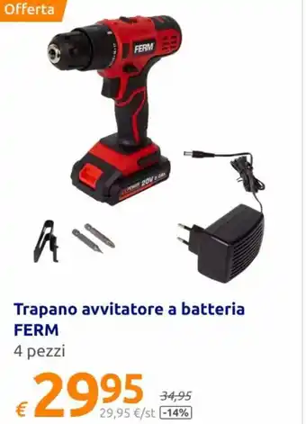 Action Ferm Trapano avvitatore a batteria 4 pezzi offerta
