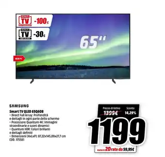 MediaWorld Samsung Smart TV QLED 65Q60B offerta