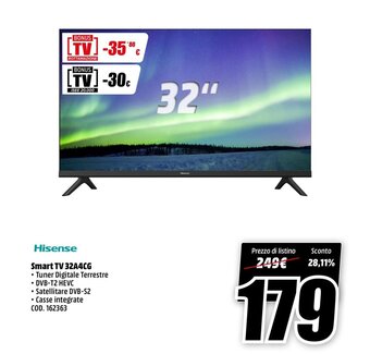 MediaWorld Hisense Smart TV 32A4CG offerta